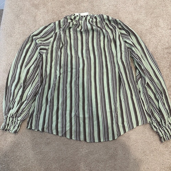 Maeve Anthropologie Mint Green Striped Long Sleeve Top Size M NWT - Picture 3 of 4